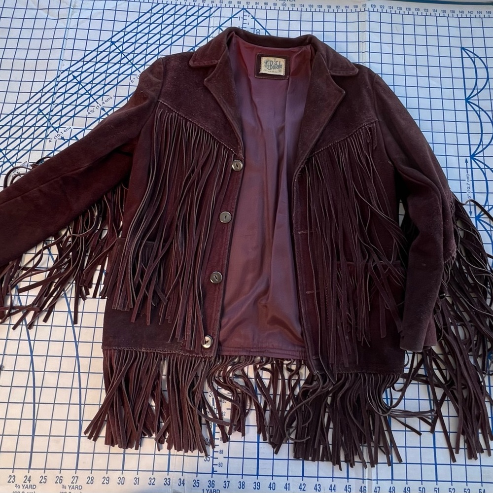 VINTAGE Bu’falo GENUINE SUEDE Long Fringe EASY RIDER COAT Made in Mexico Size 34